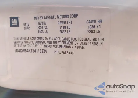 2003 Buick Park Avenue from USA, damaged, VIN 1G4CW54K734110234